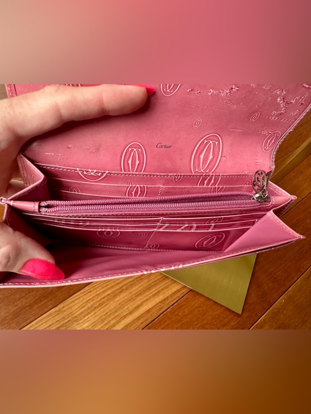 Cartier Happy Birthday Continental Long Wallet in Pink Patent Calfskin Leather - Picture 11 of 11